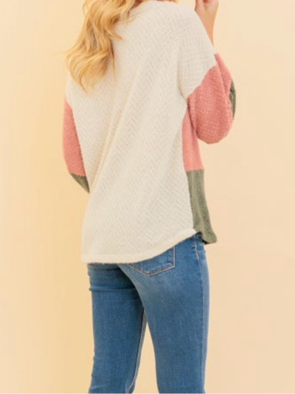 BiBi Colorblock V-Neck Sweater Size Small - Picture 2 of 10